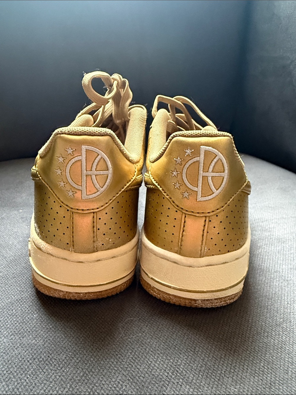 Nike Metallic Gold Air Force 1 Low-Top Sneakers - Picture 2 of 6